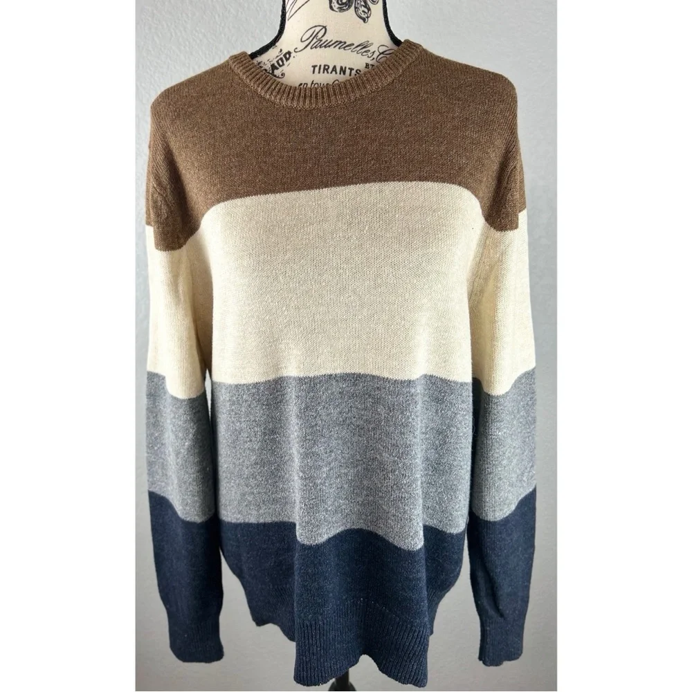 J. Crew Men’s Crewneck Colorblock Wool Blend Pullover Sweater, size Small